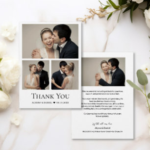 Carte De Remerciements Simple coeur Moderne Mariage Photo Collage