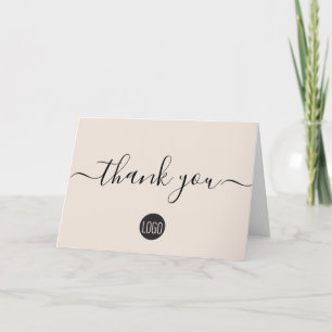 Carte De Remerciements Simple crème Beige Business logo personnalisé