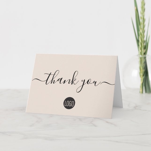 Carte De Remerciements Simple crème Beige Business logo personnalisé (Devant)