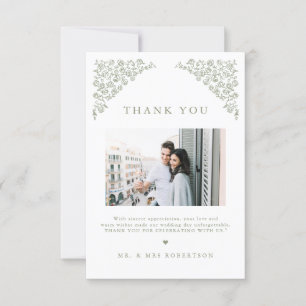 Carte De Remerciements Simple Delicate Floral Timeless Sage Mariage vert