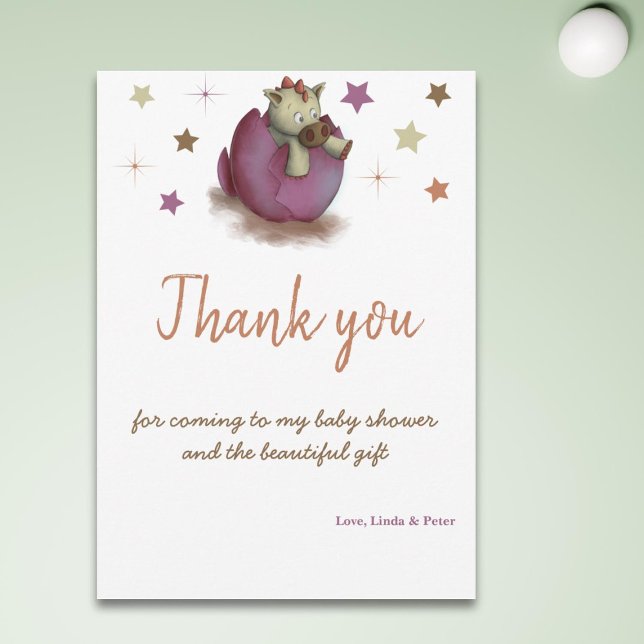 Carte De Remerciements Simple Dragon Violet Éclosion Baby Shower (Créateur téléchargé)