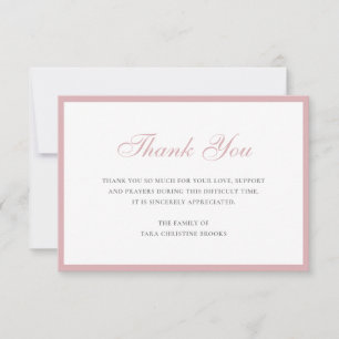 Carte De Remerciements Simple Dusty Rose rose Sympathie funéraire