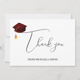 Carte De Remerciements Simple écriture manuscrite Maroon Graduation