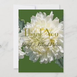 Carte De Remerciements Simple Elégance White Bloom Chrysanthemum Mariage