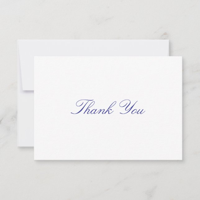 Carte De Remerciements Simple, Elegant, Blue Lettering (Devant)