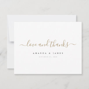 Carte De Remerciements Simple Élégant Design Gold Script personnalisé Mar