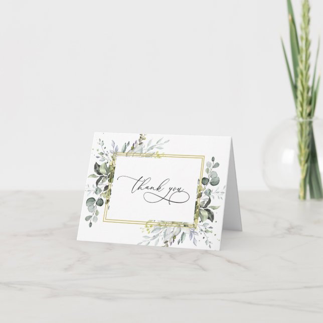 Carte De Remerciements Simple Élégant Eucalyptus Aquarelle Verdure (Devant)