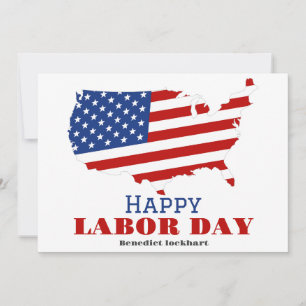 Carte De Remerciements Simple Elegant Labor Day avec drapeau américain