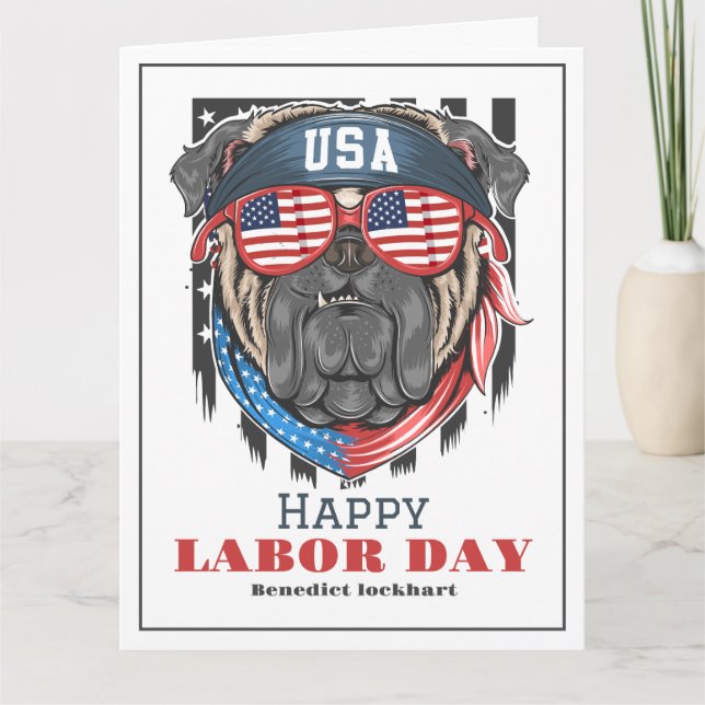 Carte De Remerciements Simple Elegant Labor Day avec le drapeau américain (Devant)