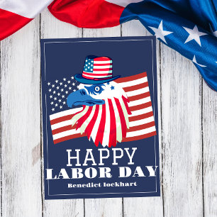 Carte De Remerciements Simple Elegant Labor Day avec le drapeau américain