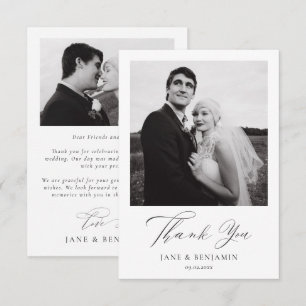 Carte De Remerciements Simple Elegant Mariage blanc 2 Photo