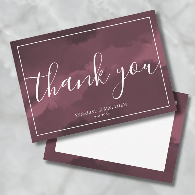 Carte De Remerciements Simple Elegant Mariage Bourgogne (Simple Elegant Burgundy Wedding Thank You Card)