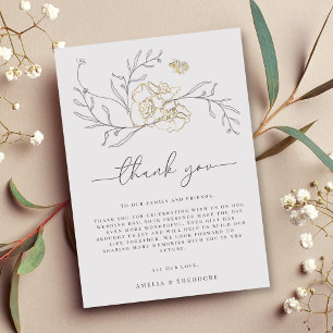 Carte De Remerciements Simple élégant Mariage Floral Line Art