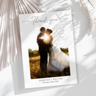 Carte De Remerciements Simple Elegant mariage photo noir et blanc
