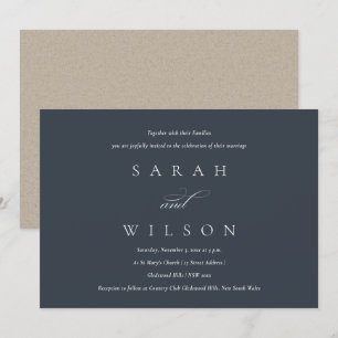 Carte De Remerciements Simple Élégant Script Black Navy Mariage Invitatio