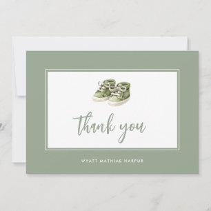 Carte De Remerciements Simple élégant Script Sage Green Baby