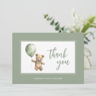 Carte De Remerciements Simple élégant Script Sage Green Baby Boy