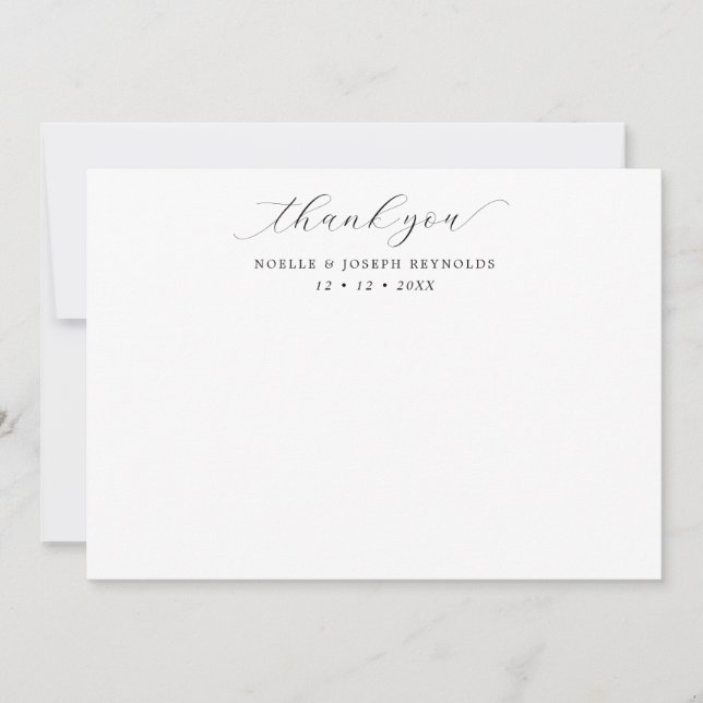 Carte De Remerciements Simple élégante calligraphie Mariage plat (Devant)