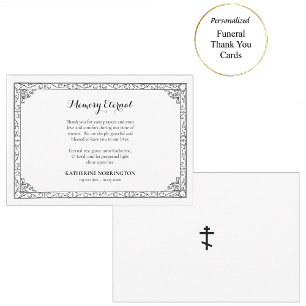 Carte De Remerciements Simple Élégante Rouleaux Noirs Orthodoxes