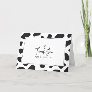Carte De Remerciements Simple élégante vache noire et blanche thème Anniv