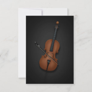 Carte De Remerciements Simple et élégant Cello avec Bow Classic Music