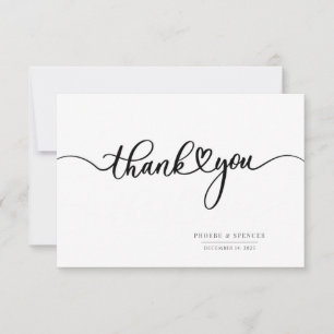 Carte De Remerciements Simple et moderne Mariage Lettré à la main