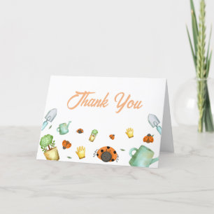 Carte De Remerciements Simple et rustique Baby shower de jardin Ladybug