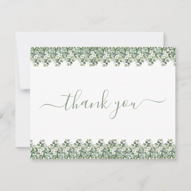 Carte De Remerciements Simple Eucalyptus Greenery Wedding Thank You Card (Devant)