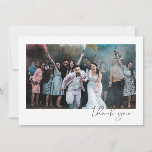 Carte De Remerciements Simple Fun Script Font Guest Photo Mariage