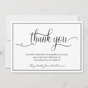 Carte De Remerciements Simple Funeral Black Boarder   Bereavement