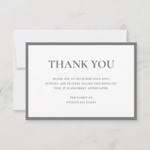 Carte De Remerciements Simple gris clair traditionnel Sympathie funéraire