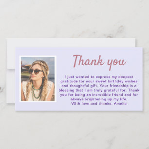 Carte De Remerciements Simple Lavender Purple Photo Anniversaire