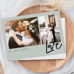 Carte De Remerciements Simple Love Script 2 Photos Mariage