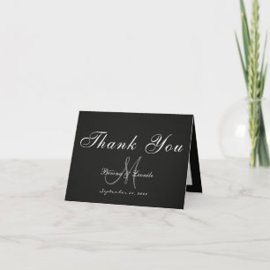 Carte De Remerciements Simple mais élégant : Linge noir avec Monogramme +