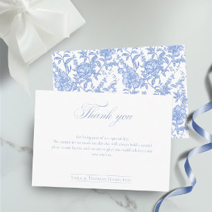 Carte De Remerciements Simple mariage classique en chinoiserie florale bl