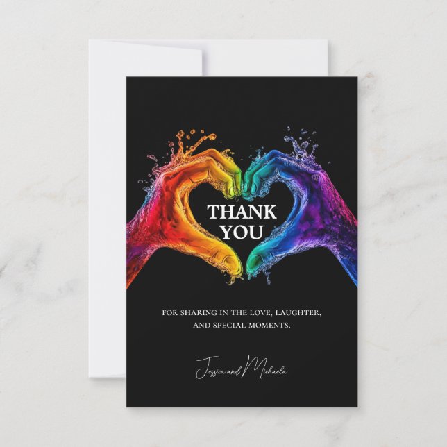 Carte De Remerciements 🌈 ❤️ simple mariage du coeur de la fierté (Devant)