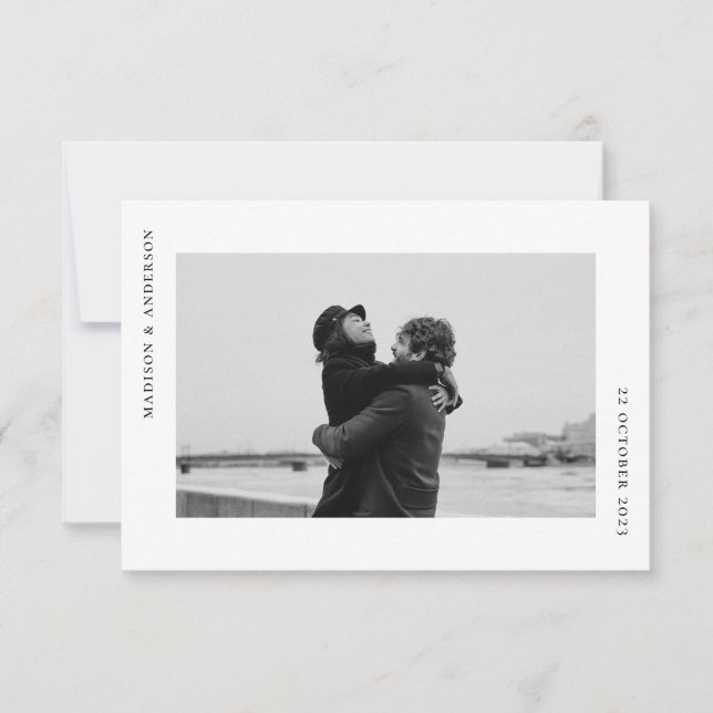 Carte De Remerciements Simple Mariage moderne avec photo romantique (Devant)