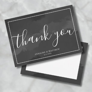 Carte De Remerciements Simple Mariage noir et blanc