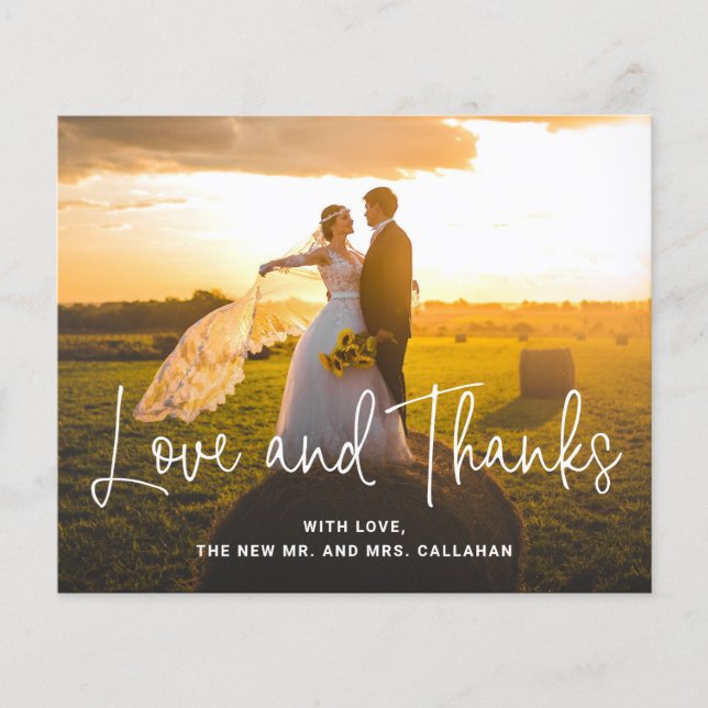Carte de remerciements simple Mariage photo (Devant)