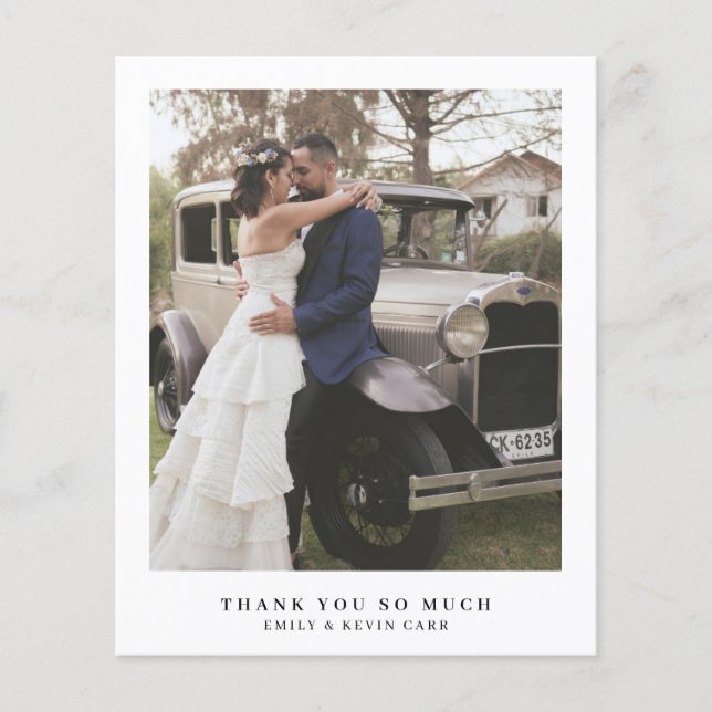 Carte de remerciements simple Mariage photo (Devant)