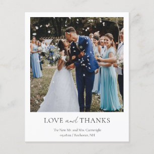 Carte de remerciements simple Mariage photo classi
