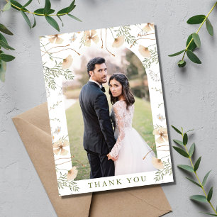 Carte De Remerciements Simple Mariage Photo Fleurs Sauvages Arc