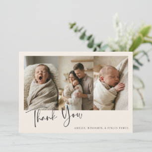 Carte De Remerciements Simple Minimaliste Ivory Multi Quatre Photo Bébé