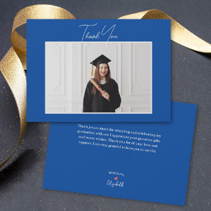 Carte De Remerciements Simple minimaliste Script Graduate Photo Graduate