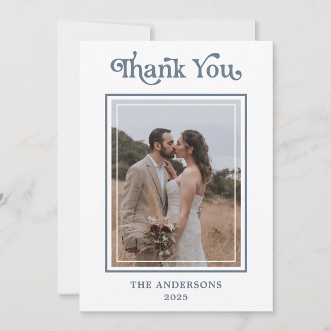 Carte De Remerciements Simple Modern Framed Photo Wedding  (Devant)