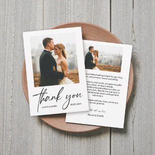Carte De Remerciements Simple Moderne 2 Photos Note de Mariage