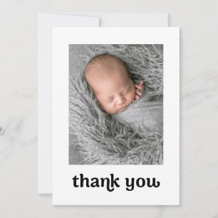 Carte De Remerciements Simple Moderne 2 Photos pour bébés Retro tendance