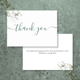 Carte De Remerciements Simple moderne Emerald Green Burgundy Script