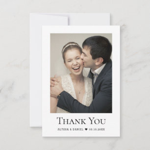 Carte De Remerciements Simple moderne Mariage Photo Heart petit