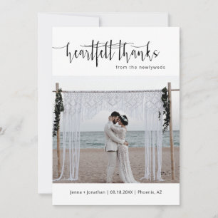 Carte De Remerciements Simple moderne minimaliste Script Mariage photo pl